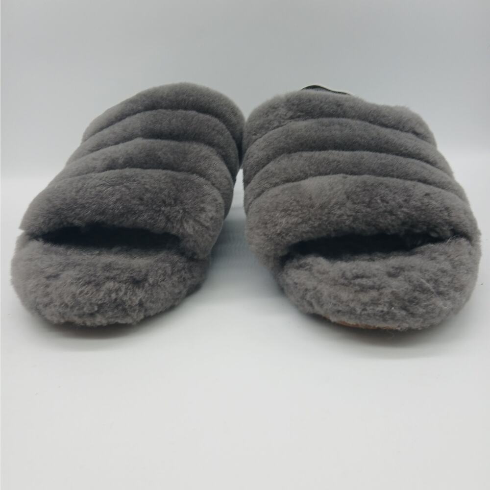 UGG Women's Slip on Fluff Yeah Slide Slipper Shoes Charcoal Gray Size 9 - Picture 2 of 9